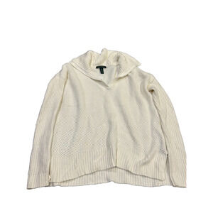 Lauren Ralph Lauren Women's White Knitted Long Sleeve Pullover Sweater Size M